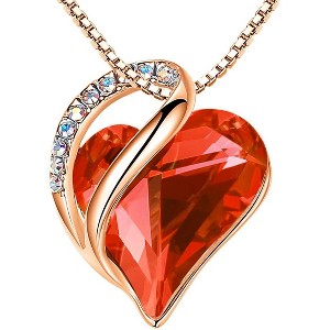 Leafael 18K Rose Gold Plated Love Heart Pendant Necklace with Healing Stone Crystal Jewelry Gifts for Women, 18"+2" - 1 of 4
