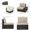 8-Piece Outdoor Seating Set, Rattan Conversation Set with Coffee Table and Side Tables, Sofa with Iron Frame and Foam Cushions-Coolbibila - 3 of 4