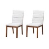 Set of 2 Mid-Century Modern Dining Chair Upholstered Dinner Chair, Stitching Design, Walnut/Gray - Modernluxe - 4 of 4