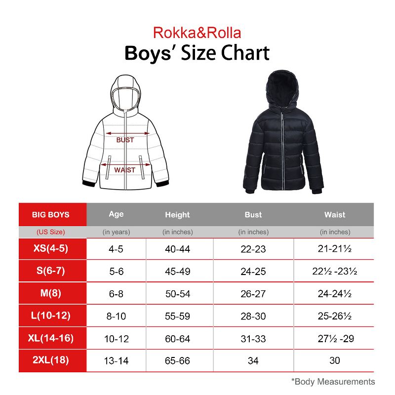 Rokka&Rolla Boys' Heavy Winter Puffer Coat Bubble Jacket, 3 of 12