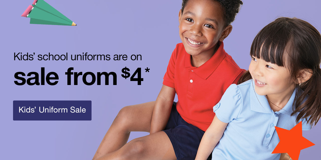 Kids' school uniforms are on sale from $4 Kids' Uniform Sale