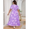 BLUEMING Summer Maxi Dress for Plus Size Women Tie Wasit Surplice Dress Flutter Sleeve A-Line Dress - 2 of 4