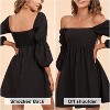 EXLURA Womens Square Neck Dress Long Puff Sleeve A-Line Casual Short Mini Dresses - 2 of 4