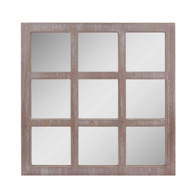23.5" x 23.5" Rustic 9-Panel Window Pane Decorative Wall Mirror White - Stonebriar Collection