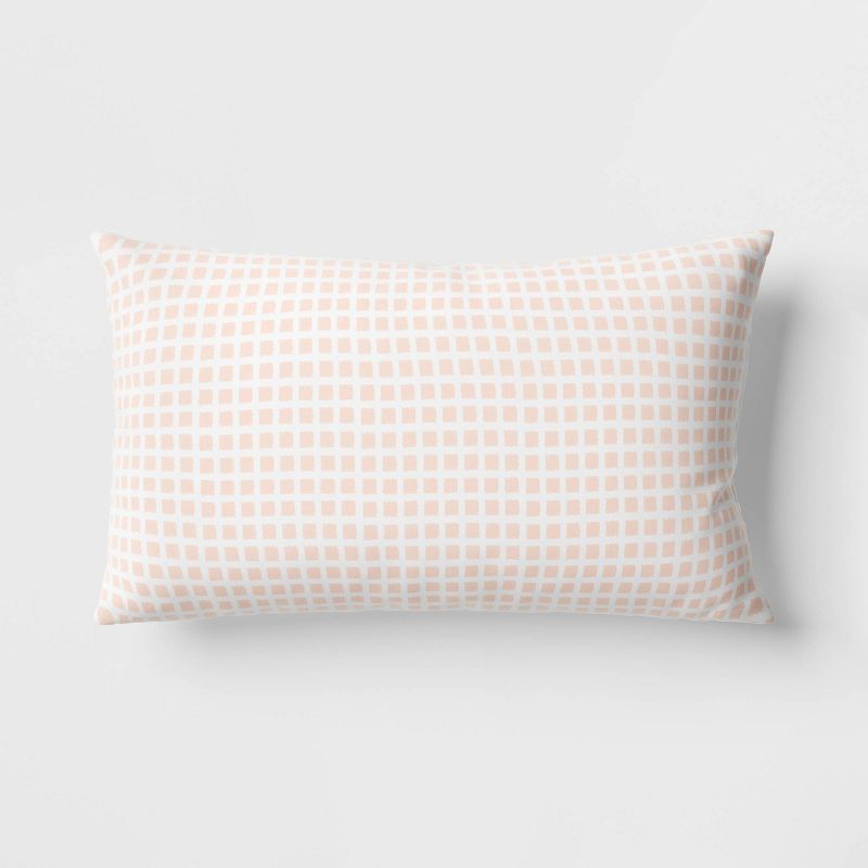 10"x17" Micro Grid Rectangular Outdoor Lumbar Pillow - Room Essentials™, 1 of 6