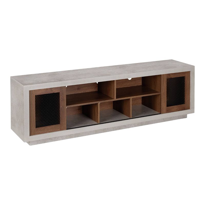 Valla Industrial TV Stand for TVs up to 70&#34; Distressed Walnut/Cement - HOMES: Inside + Out, 4 of 8