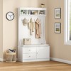 MAYEERTY Black 71" 6-in-1 Farmhouse Hall Tree with Shoe Storage, 7 Hooks & Bench - Entryway - 3 of 4