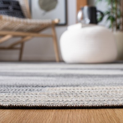Grey and Dark Grey Geometric 6' x 9' Synthetic Area Rug