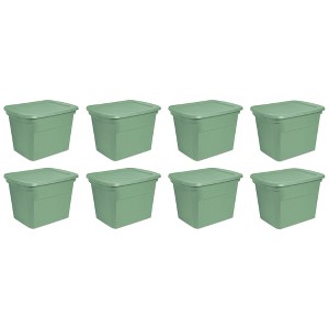 Sterilite 18 Gallon Stackable Storage Tote with Handles, Crisp Green (8 Pack) - 1 of 4
