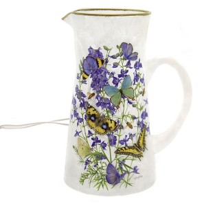 Stony Creek 8.75 In Butterflys & Lavender Pitcher Electric Flowers Spring Novelty Sculpture Lights - 1 of 3