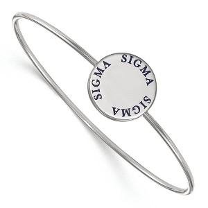 Black Bow Jewelry Sterling Silver Sigma Sigma Sigma Greek Life Bangle Bracelet 7 Inch - 1 of 3