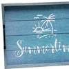 HomeRoots 16" Blue And White Summer Time Serving Tray With Handles - 4 of 4
