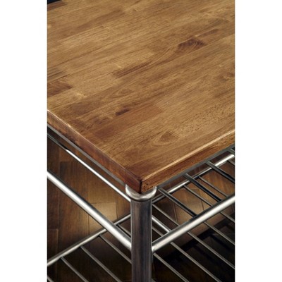 Orleans Brown Metal Frame Kitchen Island with Wood Surface