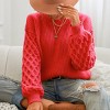 Women‘s Cream Sweater Long Sleeve Honeycomb Knit Pullover -Cupshe - 4 of 4