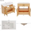 Christopher Knight Home Behram Modern 36" Rattan and Wood Bathroom Vanity with Ceramic Sink and 3 Drawers - 3 of 4