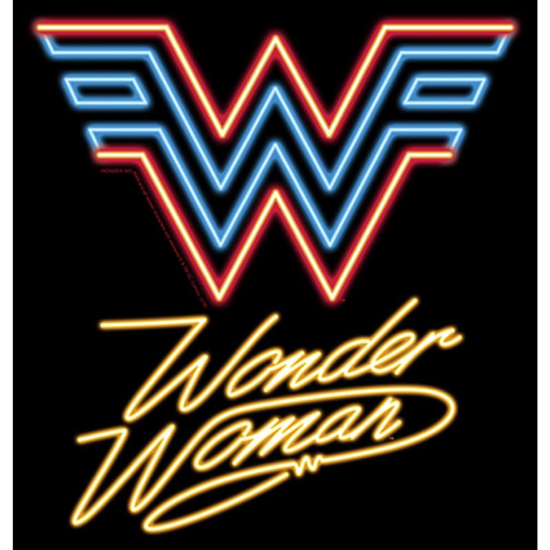 Men's Wonder Woman 1984 Neon Logo Glow Pull Over Hoodie, 2 of 5