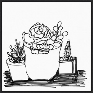 Amanti Art Simple Succulent Outline by Marcy Chapman Canvas Wall Art Print Framed 22 x 22-in. - 1 of 4