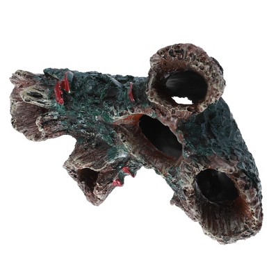 Unique Bargains Aquarium Decorations Hollow Tree Trunk Ornament Resin Fish Accessories Brown Green 6.1" Length 1 Pcs