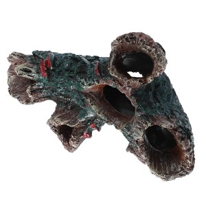 Unique Bargains Aquarium Decorations Hollow Tree Trunk Ornament Resin Fish Accessories Brown Green 6.1" Length 1 Pcs - 1 of 4