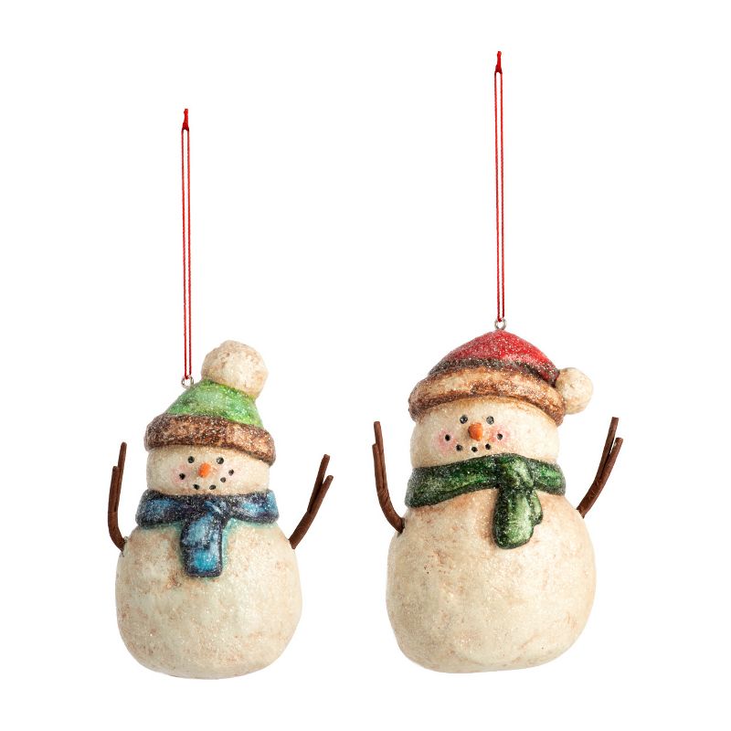 DEMDACO Snowmen Paper Pulp Ornaments - 2 Assorted, 1 of 7