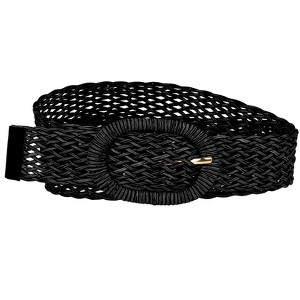 INSPIRE CHIC Women's Skinny Metal Buckle Braided Woven Dress Waist Belts - 1 of 4