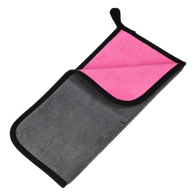 Unique Bargains Extra Large 500 GSM Microfibre Car Drying Towel 11.81"x11.81" Gray Pink 1 Pc