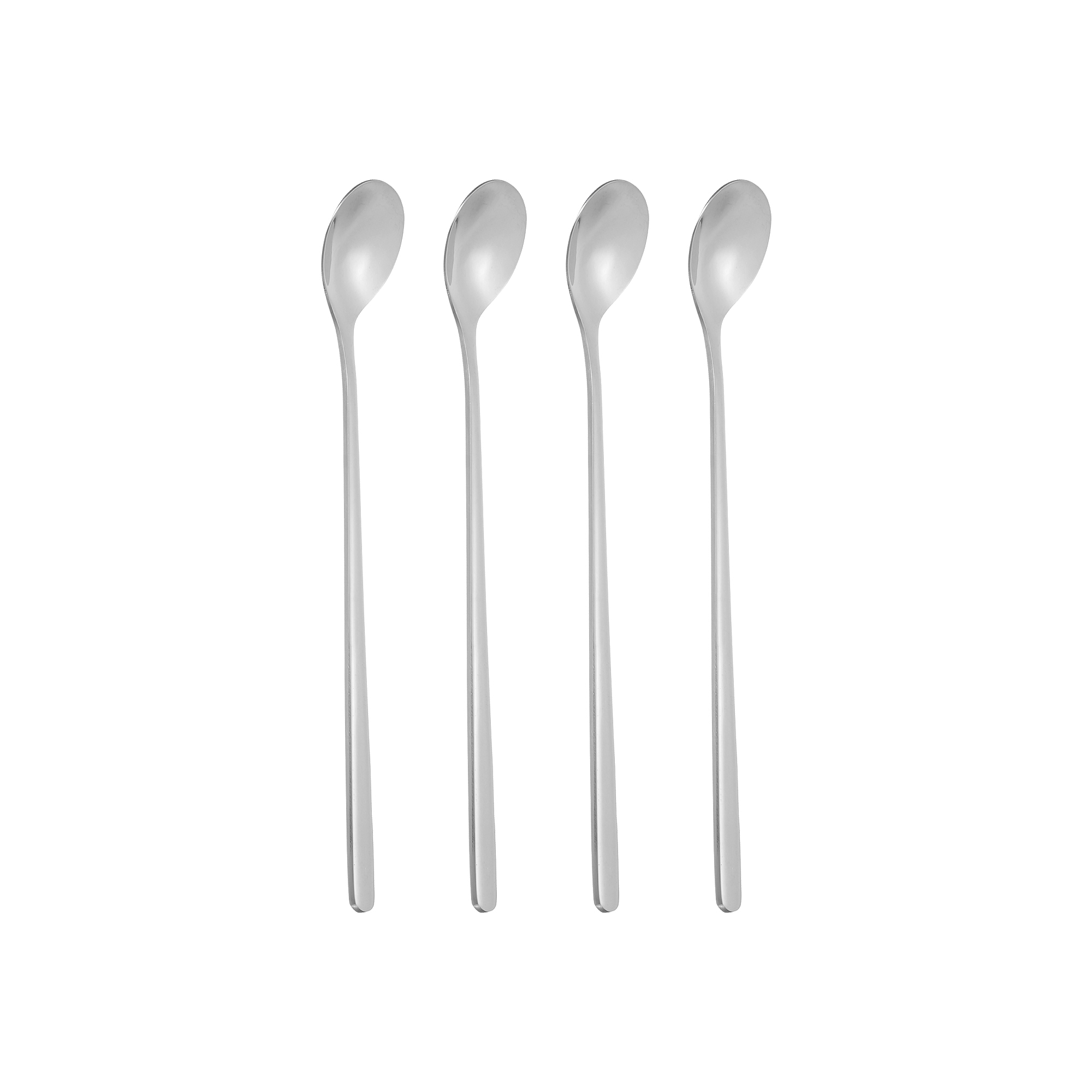 Unique Bargains 304 Stainless Steel Smooth Long Handle Coffee Dessert Tea Spoon 4 Pcs Silver Tone