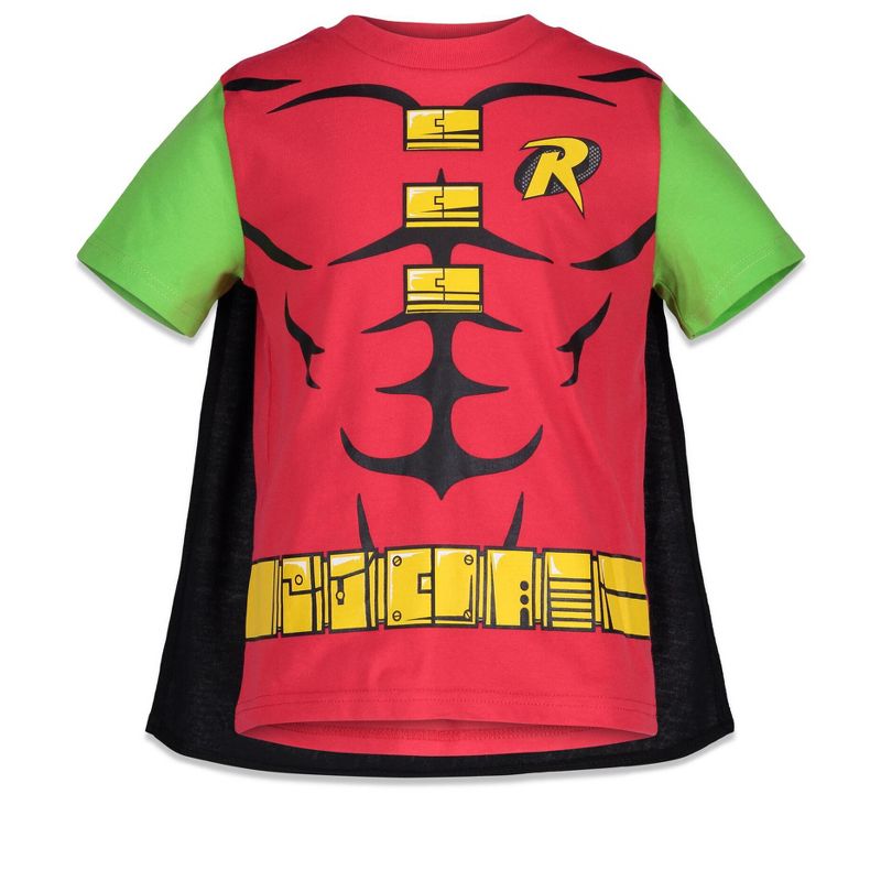 DC Comics Robin Cosplay T-Shirt and Cape Little Kid , 1 of 8