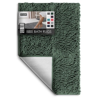 Hearth & Harbor Bathroom Rugs, Chenille Bath Mat - Hunter Green Bath ...