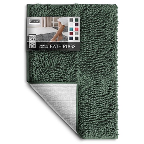 Hearth & Harbor Bathroom Rugs, Chenille Bath Mat - Hunter Green Bath ...