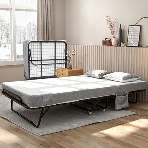 RONSHIN Folding Bed with 5" Memory Foam Mattress, Folded Bed on Wheels, Metal Frame for Guest Bedroom Office, Space Saving Roll Away Bed for Adults - 1 of 4