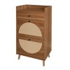 KWPZQEB Rattan Shoe Cabinet with 2 Flip Drawers, Hidden Wood Shoe Cabinet with Drawer, Freestanding Shoe Storage Cabinet for Entryway - 4 of 4