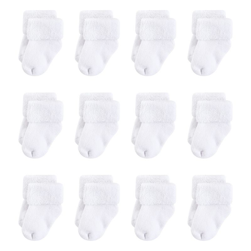 Touched by Nature Baby Unisex Organic Cotton Socks, White Terry, 1 of 3