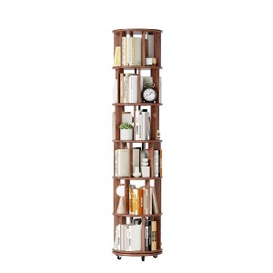 Kumasinova 100% Kid-Friendly Rubberwood Bookshelf Rotating Design,Durable Vertical Book Shelf Tower for Kids,360° Swivel Corner Bookshelf - 1 of 4