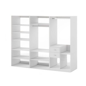 Keloyid 94.49 in. W White Tower System Modular 12 -Shelf Wood Closet System with 2 Drawers - 1 of 4