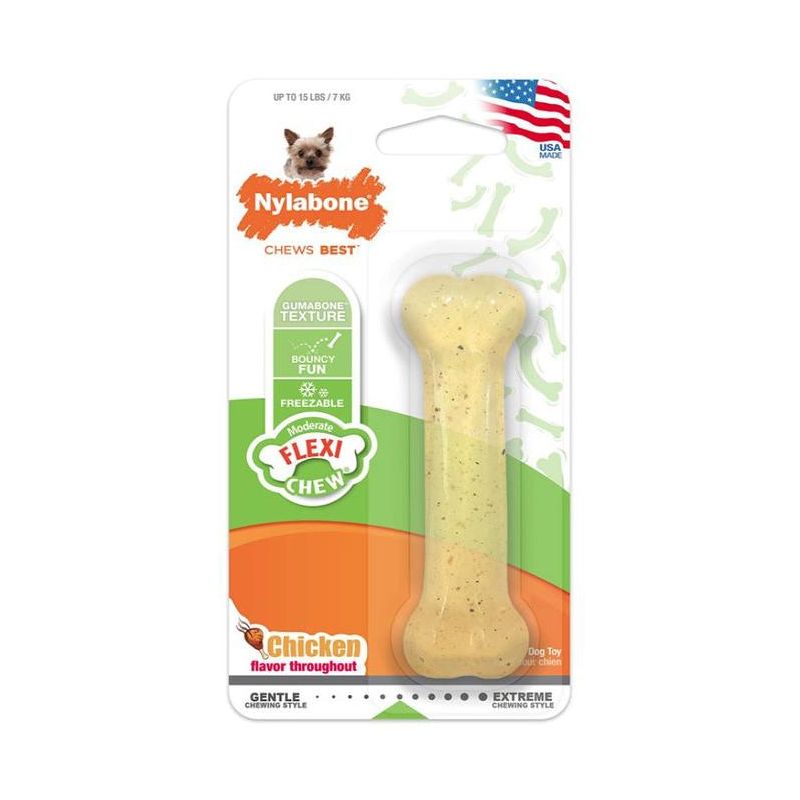 Nylabone Flexi Chicken Flavor Chew Dog Bone Toy - Petite (1 Pack), 1 of 4