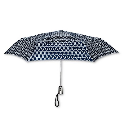 ShedRain Auto Open/Close Compact Umbrella  - Navy Polka Dot