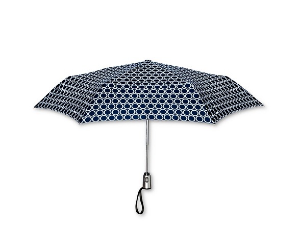 ShedRain Auto Open/Close Compact Umbrella  - Navy Polka Dot