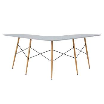 Roberto L Shaped Corner Desk with Wood and Metal Details White - Teamson Home