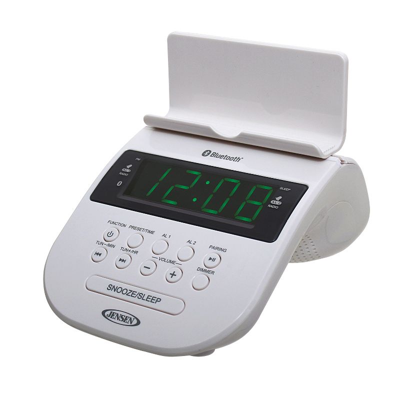 JENSEN JCR-295 Bluetooth Digital Clock Radio with Cellphone Holder, 3 of 5