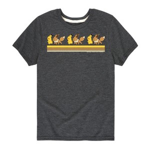 Boys' - Pokémon - Pikachu Eevee Friends Retro Stripe Short Sleeve Graphic T-Shirt - 1 of 4