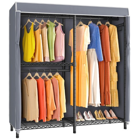 Cosway Metal Garment Rack Free Standing Closet Organizer w/5 Shelves  Hanging Bar