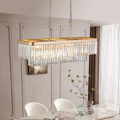 BAOURE Gold Crystal Chandeliers 11-Light Contemporary Ceiling Pendant Light Fixture for Kitchen Island Living Room