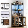 64" Tall Corner Bar Cabinet with LED Strip, 5-Tiers Industrial Bar Cabinet with Power Outlet and Glass Holder, Wine Cabinet for Home Bar, for Home - 4 of 4