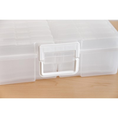 Clear Stackable Photo Storage Case with Handle and 16 Boxes