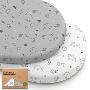 KeaBabies Organic Bassinet Sheet for Baby Girls, Boys, 2-Pack Soothe Bassinet Fitted Sheets, Bedside Bassinet Mattress Sheet - 1 of 4