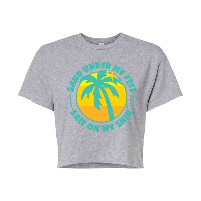 Women's - Instant Message - Sand Under My Feet Cropped Graphic T-Shirt