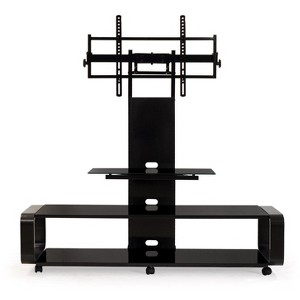 TransDeco Flat panel TV mounting system w/ 3 AV shelves for up to 85Inch plasma or LCD/LED TVs - Black - 1 of 4