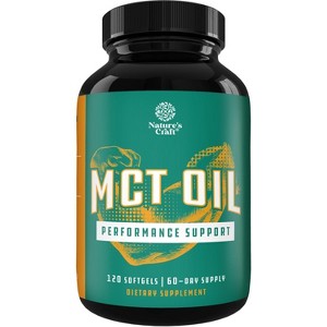 C8 Mct Coconut Oil Softgels, Capric Triglycerides Supplement for Body Sculpting, Enhanced Energy, Stamina & Weight Loss, Nature's Craft, 120ct - 1 of 4