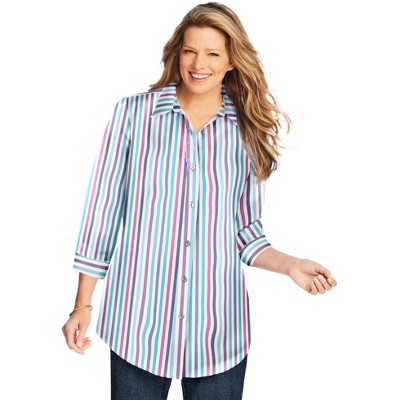 Woman Within Plus Size Perfect Three Quarter Sleeve Shirt